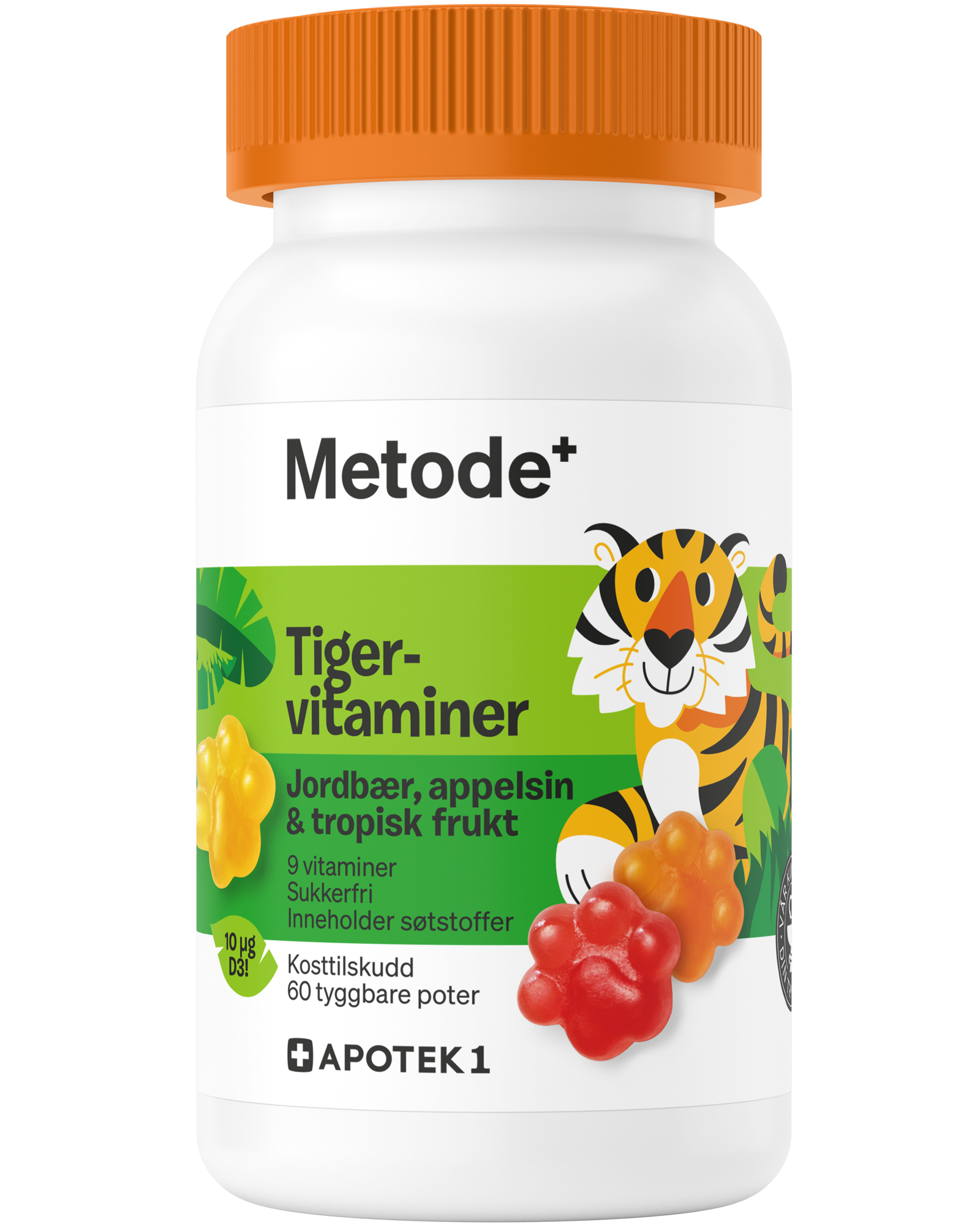 Tigervitaminer tyggbare poter med fruktsmak 60 stk