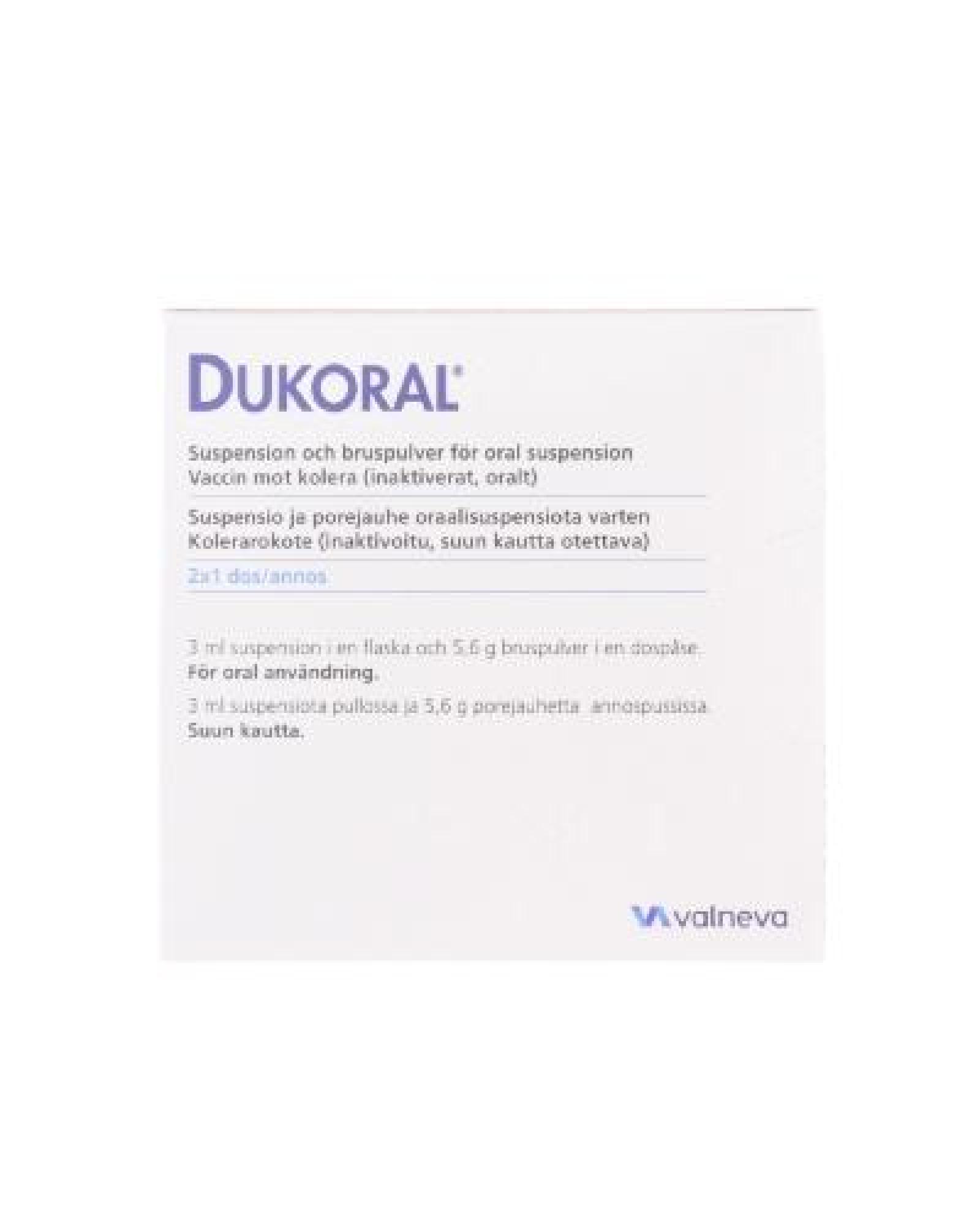 Dukoral Suspensjon og brusegranulat til mikstur, suspensjon 2x1dose