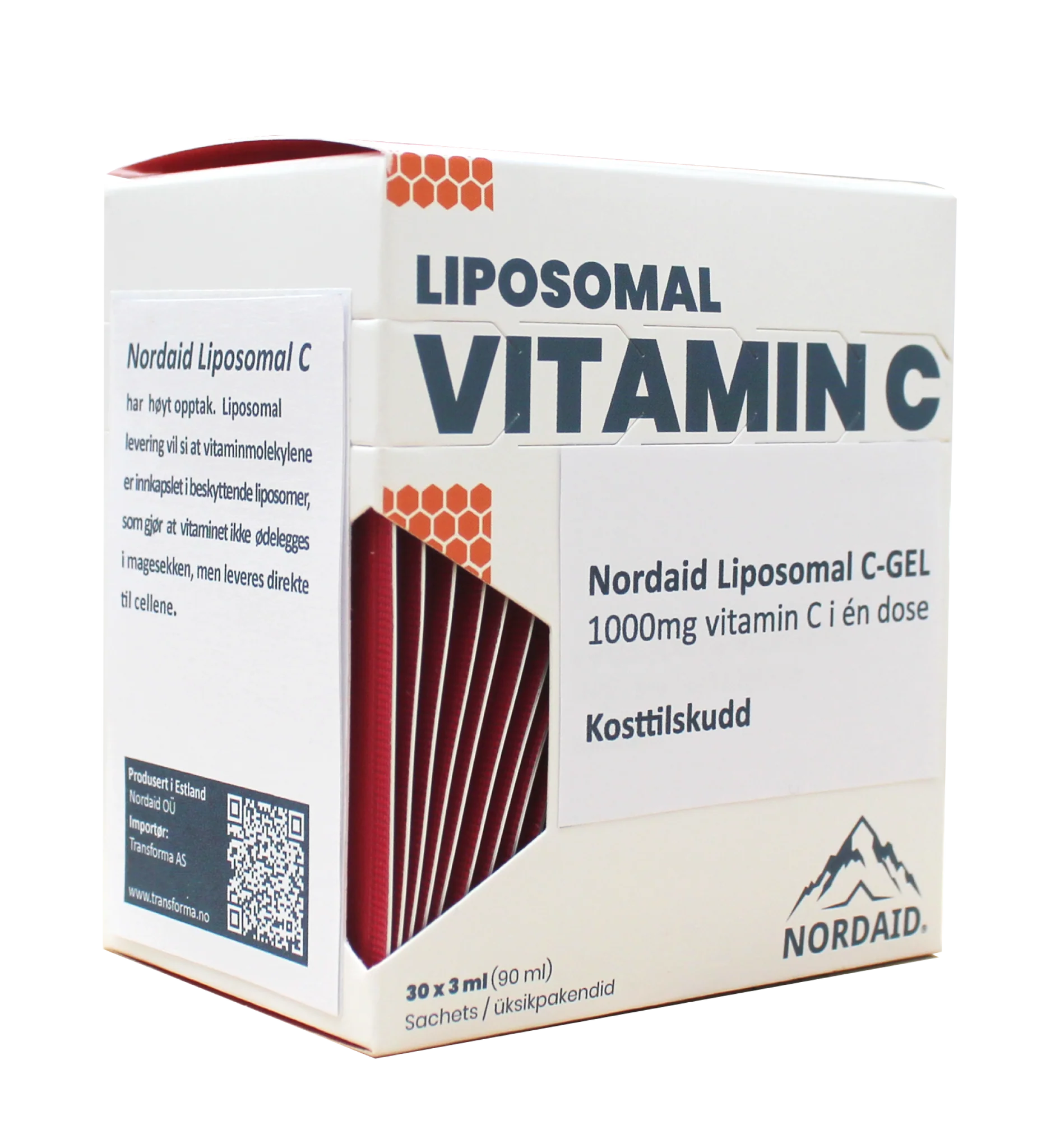 Nordaid Liposomal vitamin C 1000 mg i enkeltdoser 30x3 ml Apotek 1