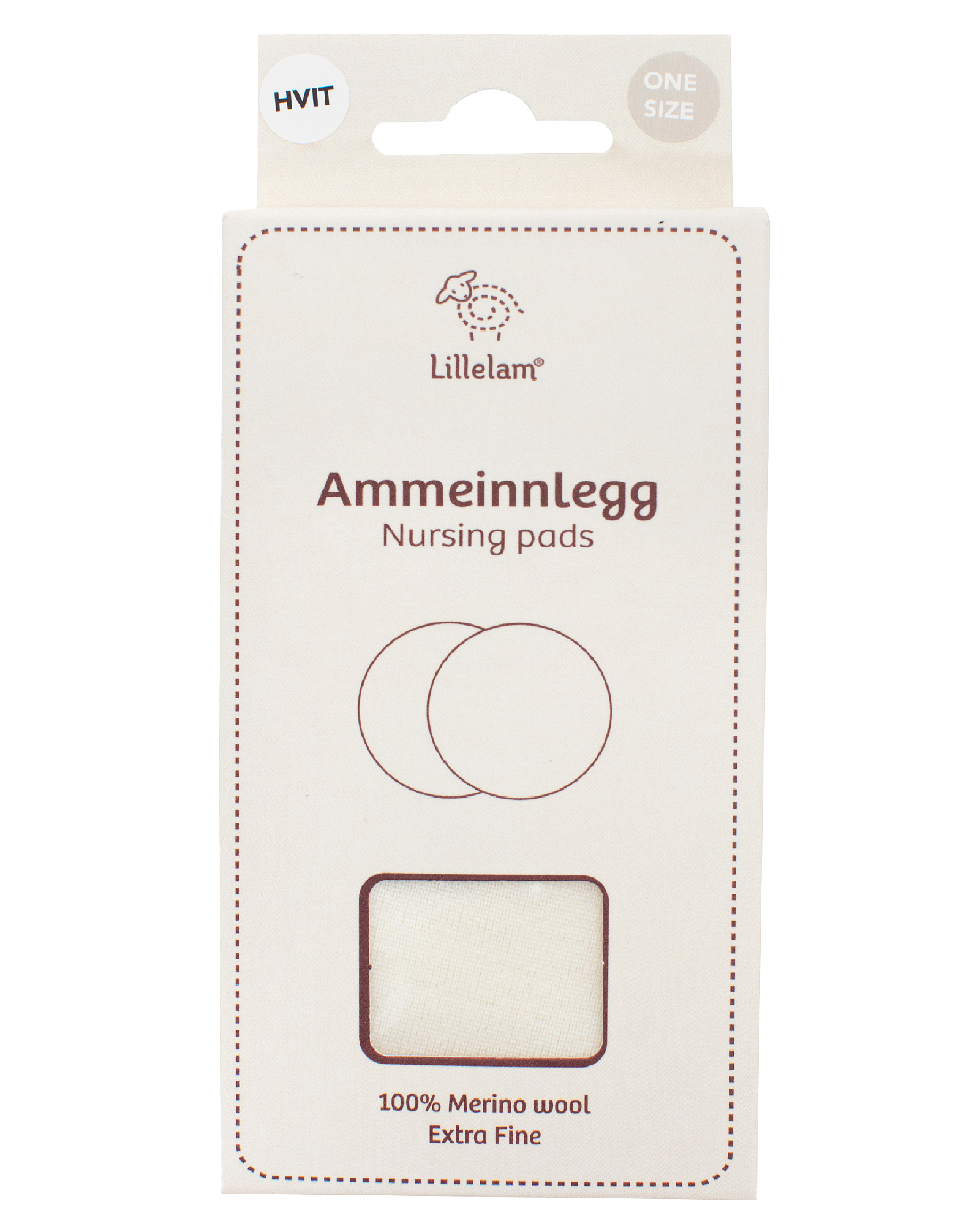 Ammeinnlegg i 100% merinoull hvit str M 1 par