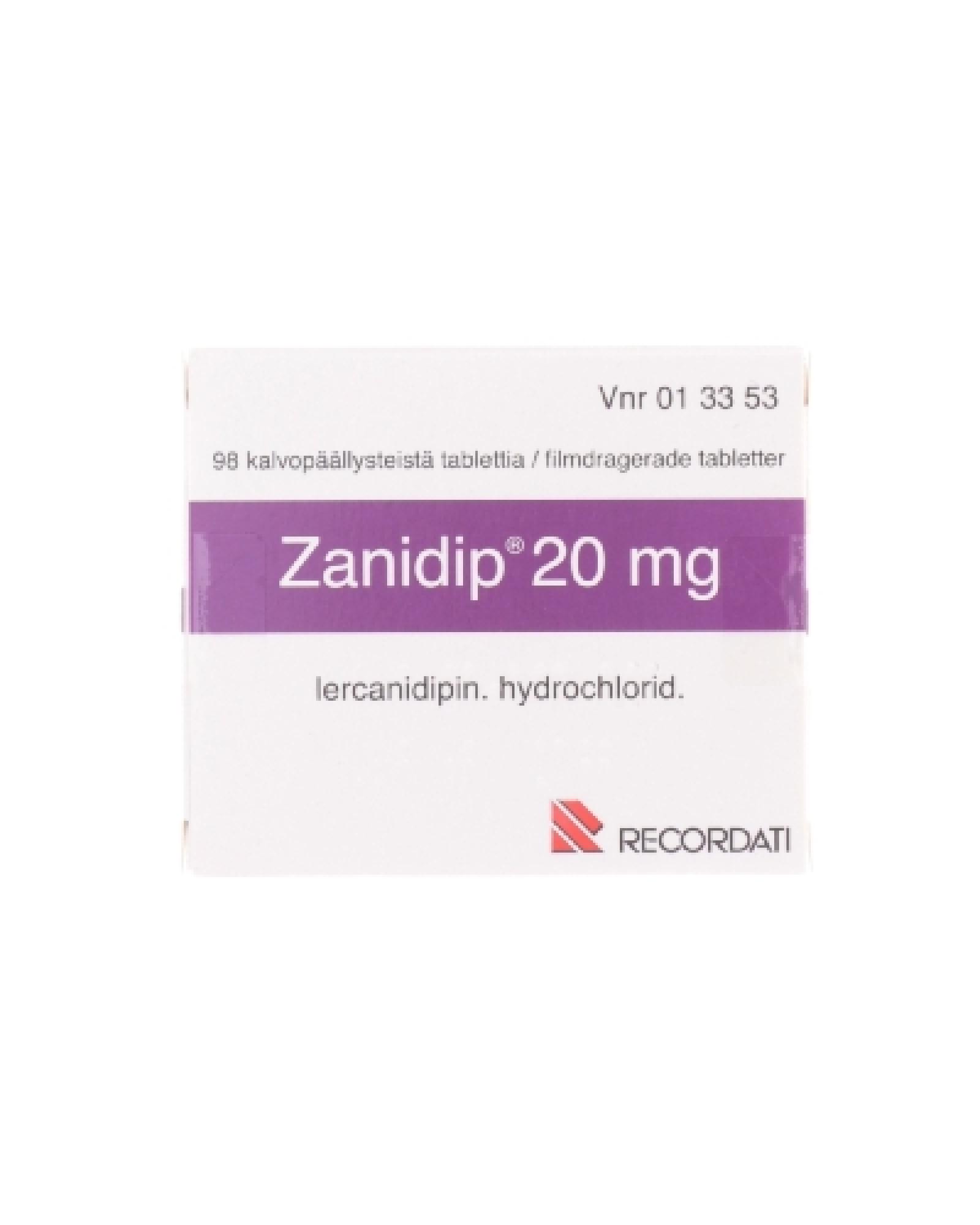 Zanidip 20mg tabletter 98 enpac - Apotek 1
