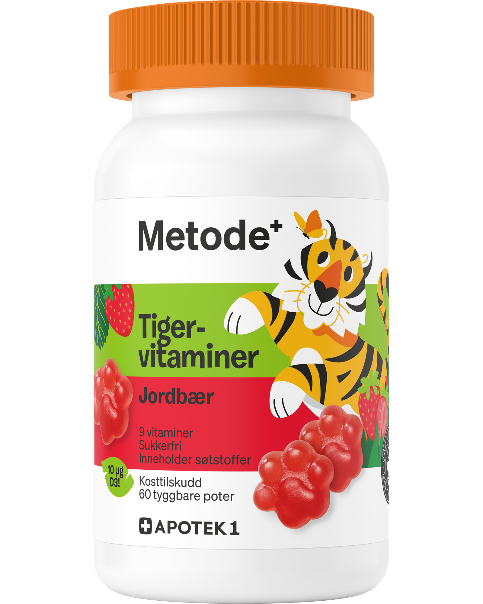 Metode Tigervitaminer tyggbare poter jordbær 60 stk