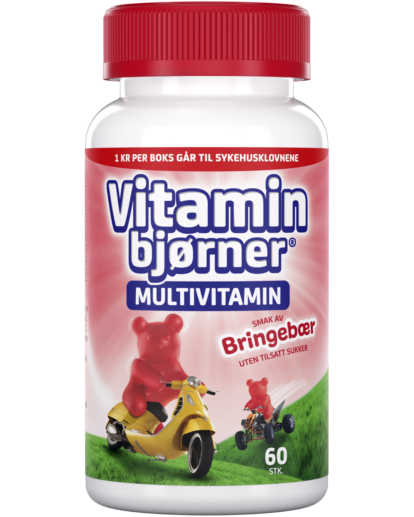 Vitaminbjørner tyggbare bjørner bringebær 60 stk
