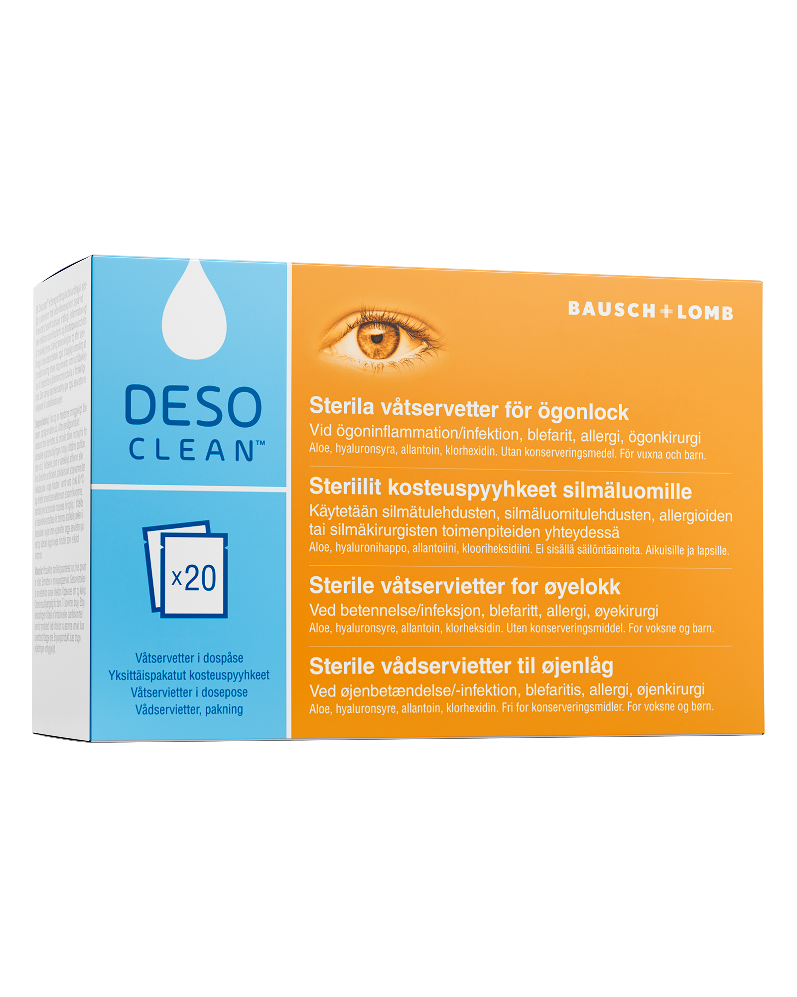 Desoclean sterile våtservietter for øyelokk 20 stk - Apotek 1