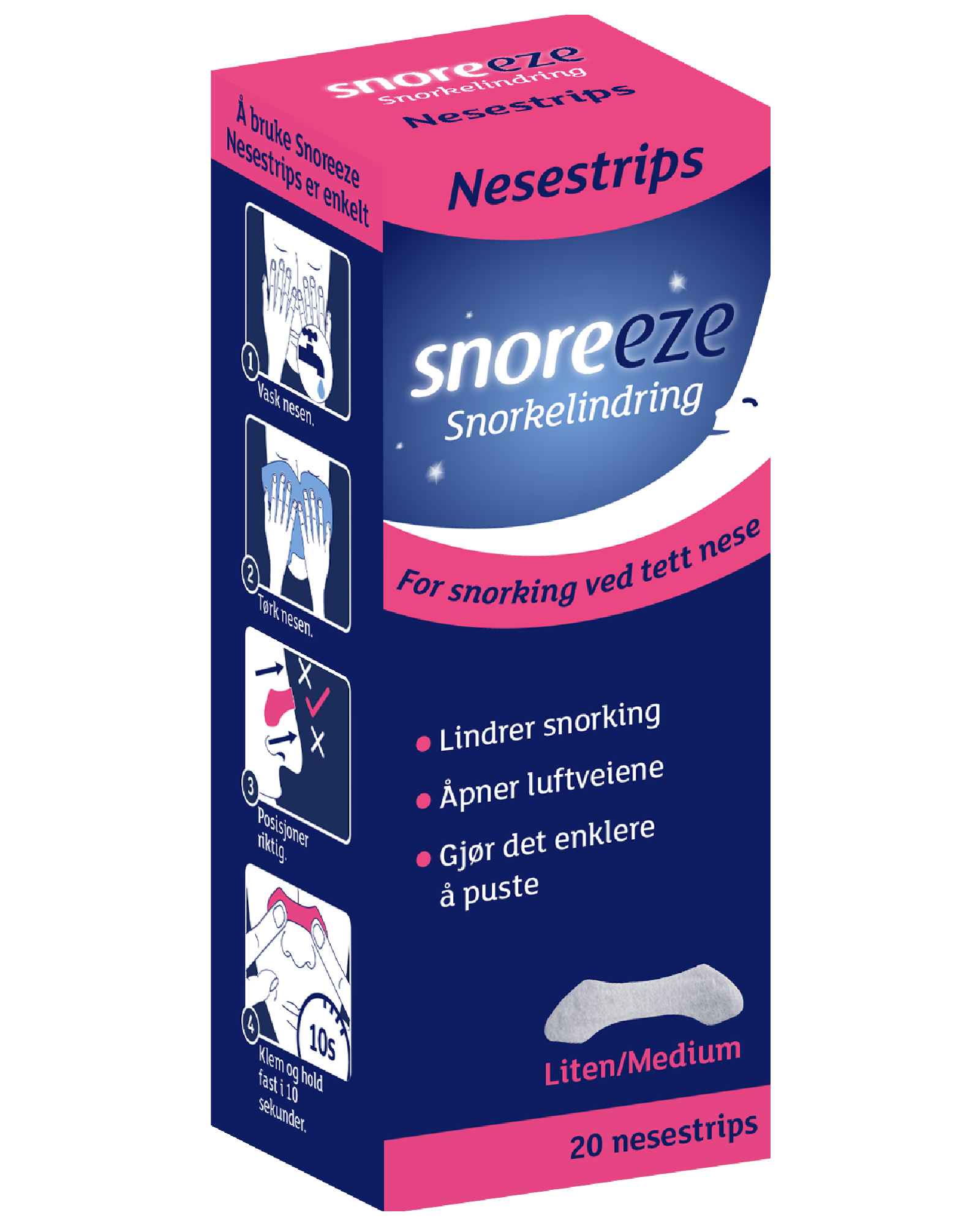Snoreeze snorkelindring nesestrips, størrelse S/M 20 stk - Apotek 1