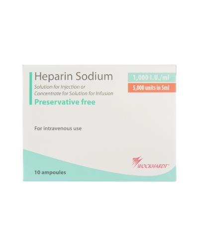 Heparin 1000 IU/ml injeksjon u/kons 10x5mlamp - Apotek 1