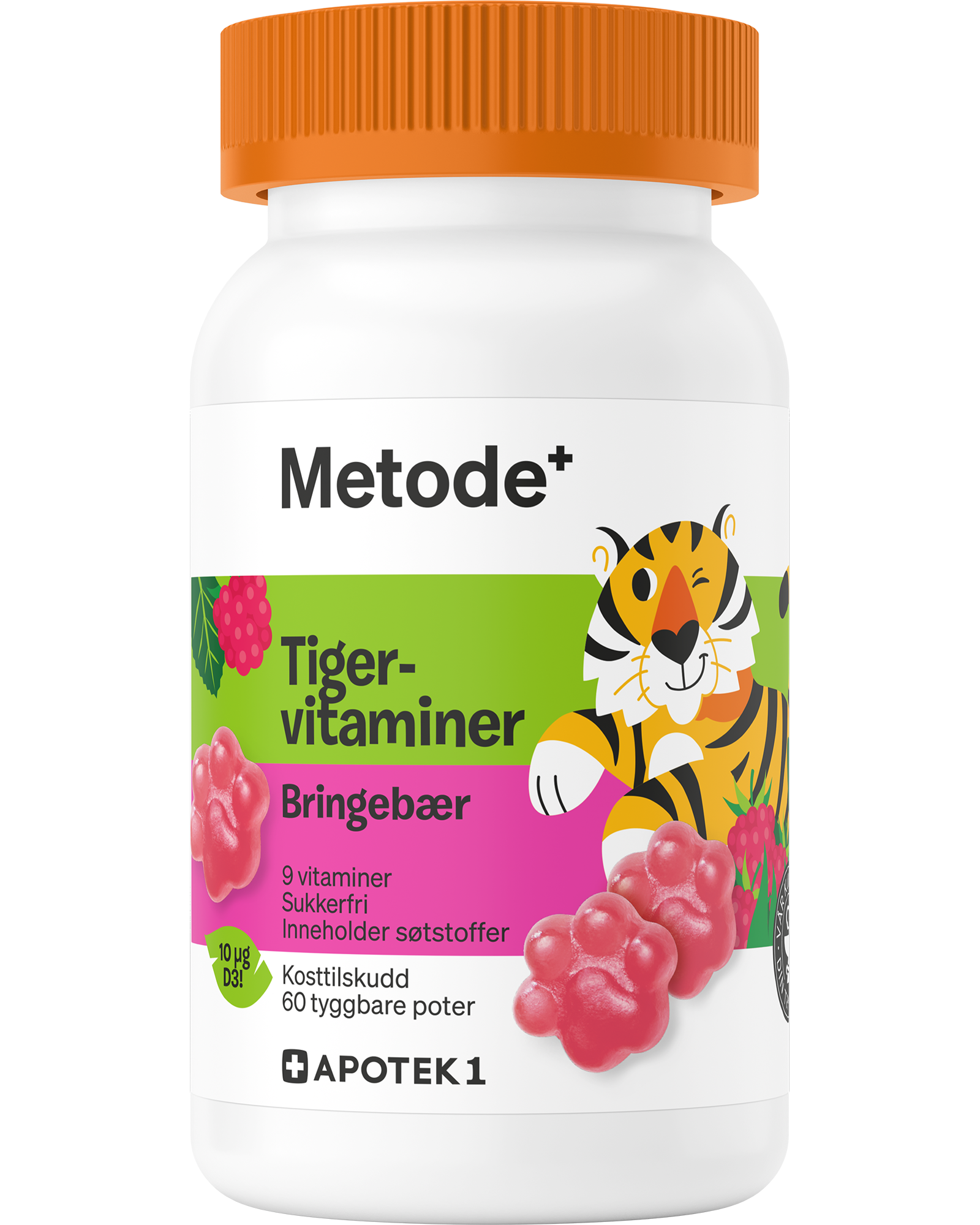 Metode Tigervitaminer tyggbare poter bringebær 60 stk