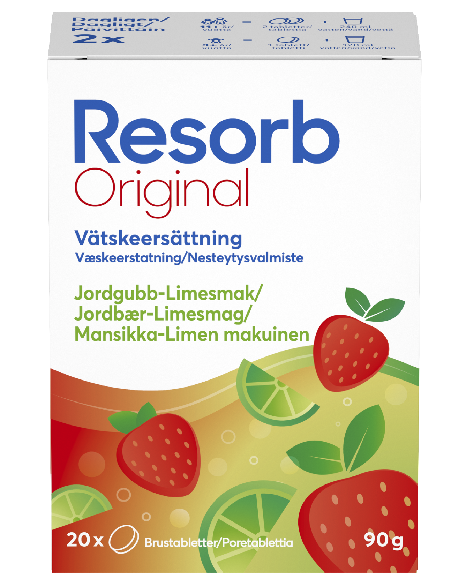 Resorb Original brusetabletter jordbær/lime 2x10 stk - Apotek 1