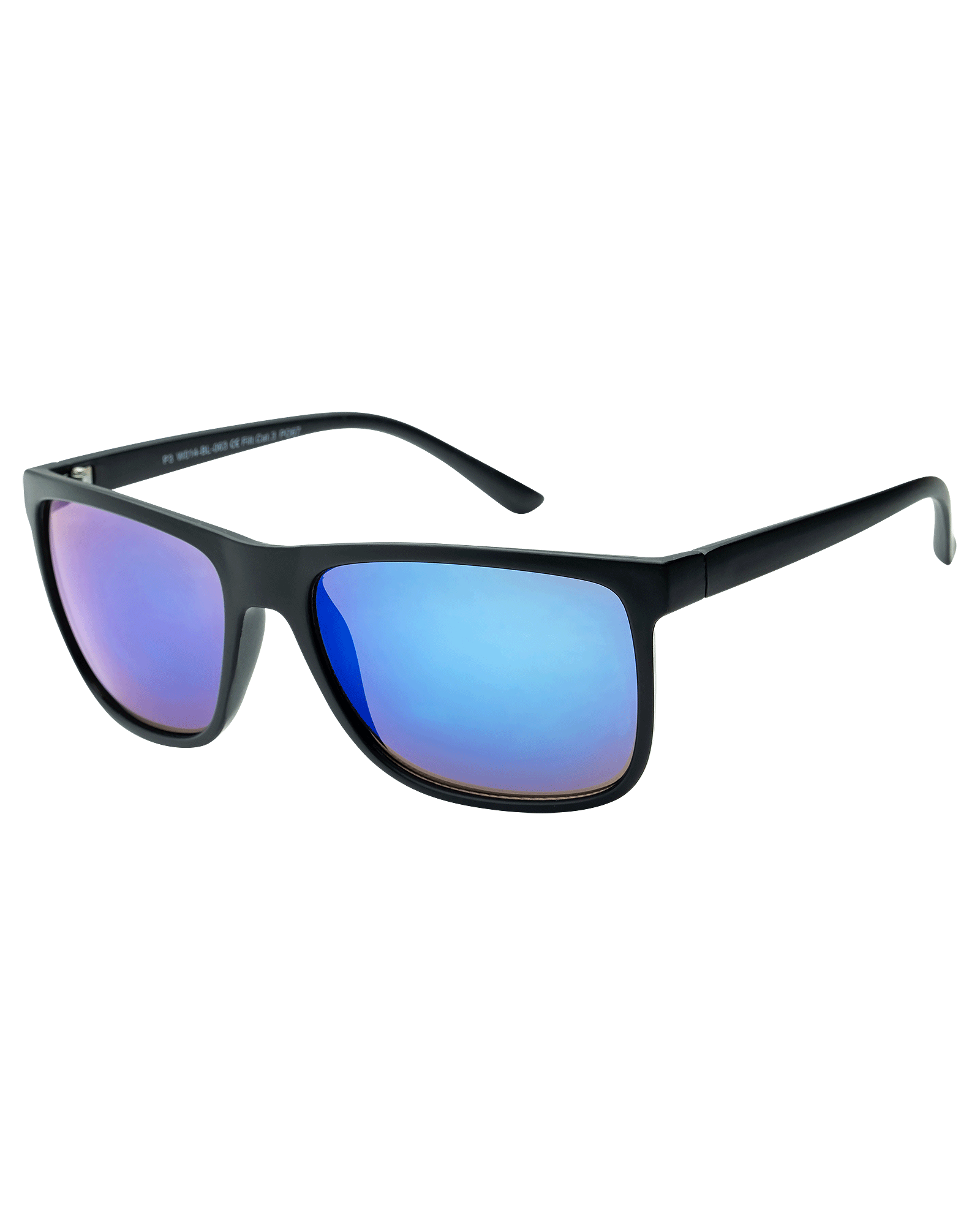 014  Matt Black With Blue Multi Lens, solbriller, unisex Matt Black/Blue Mult