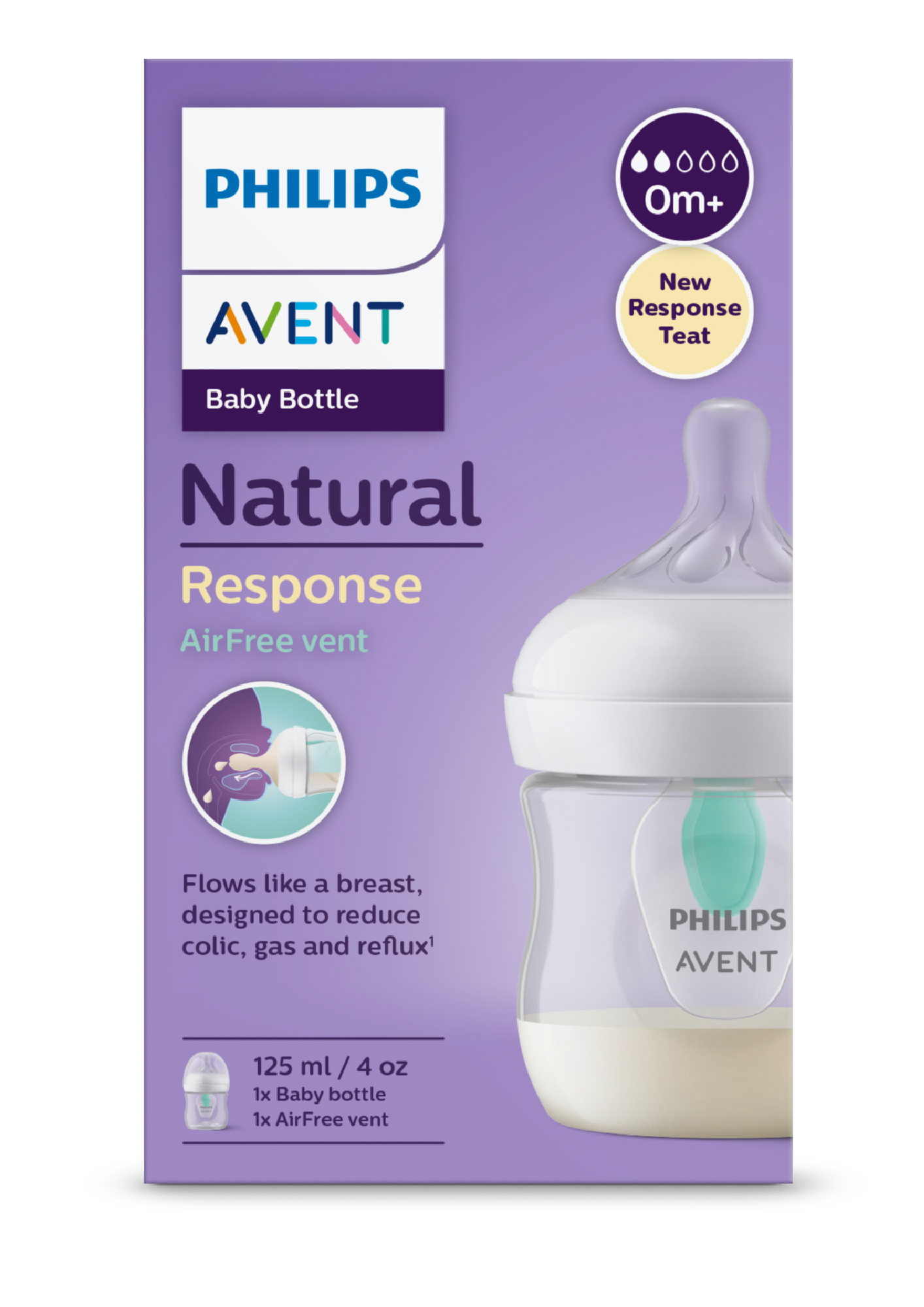 Philips Avent Natural Response AirFree tåteflaske 125 ml 1 stk - Apotek 1
