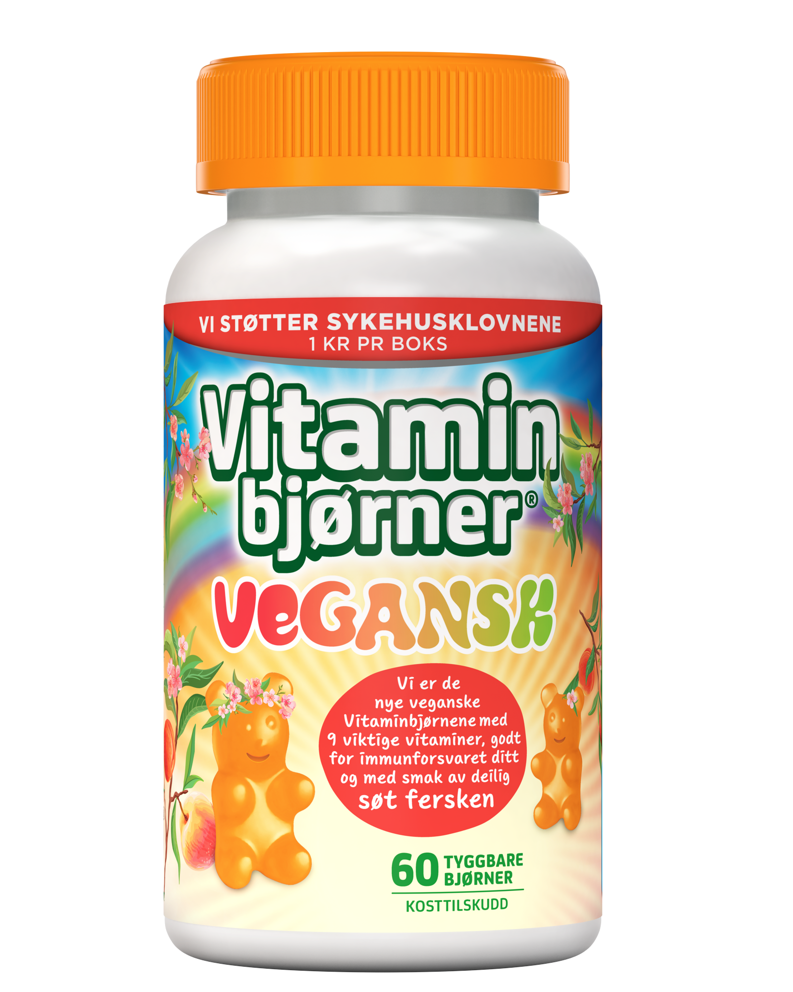 Vegansk tyggbare bjørner fersken 60 stk