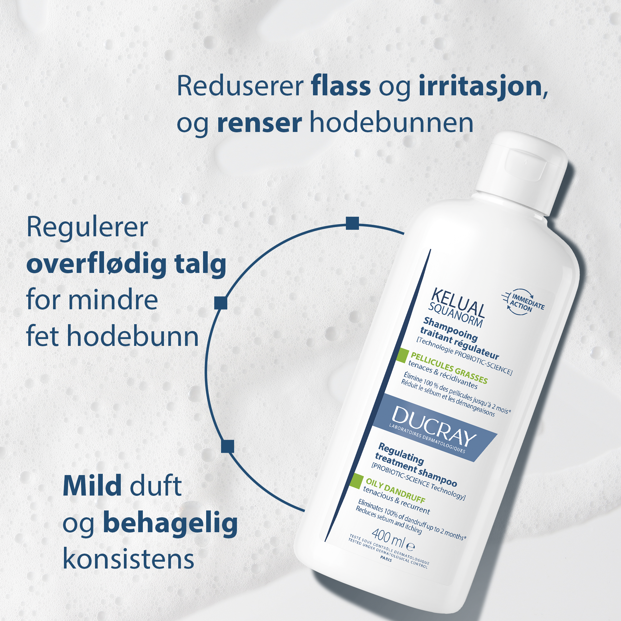 Ducray Kelual Squanorm Oily sjampo til fet flass 400 ml - Apotek 1