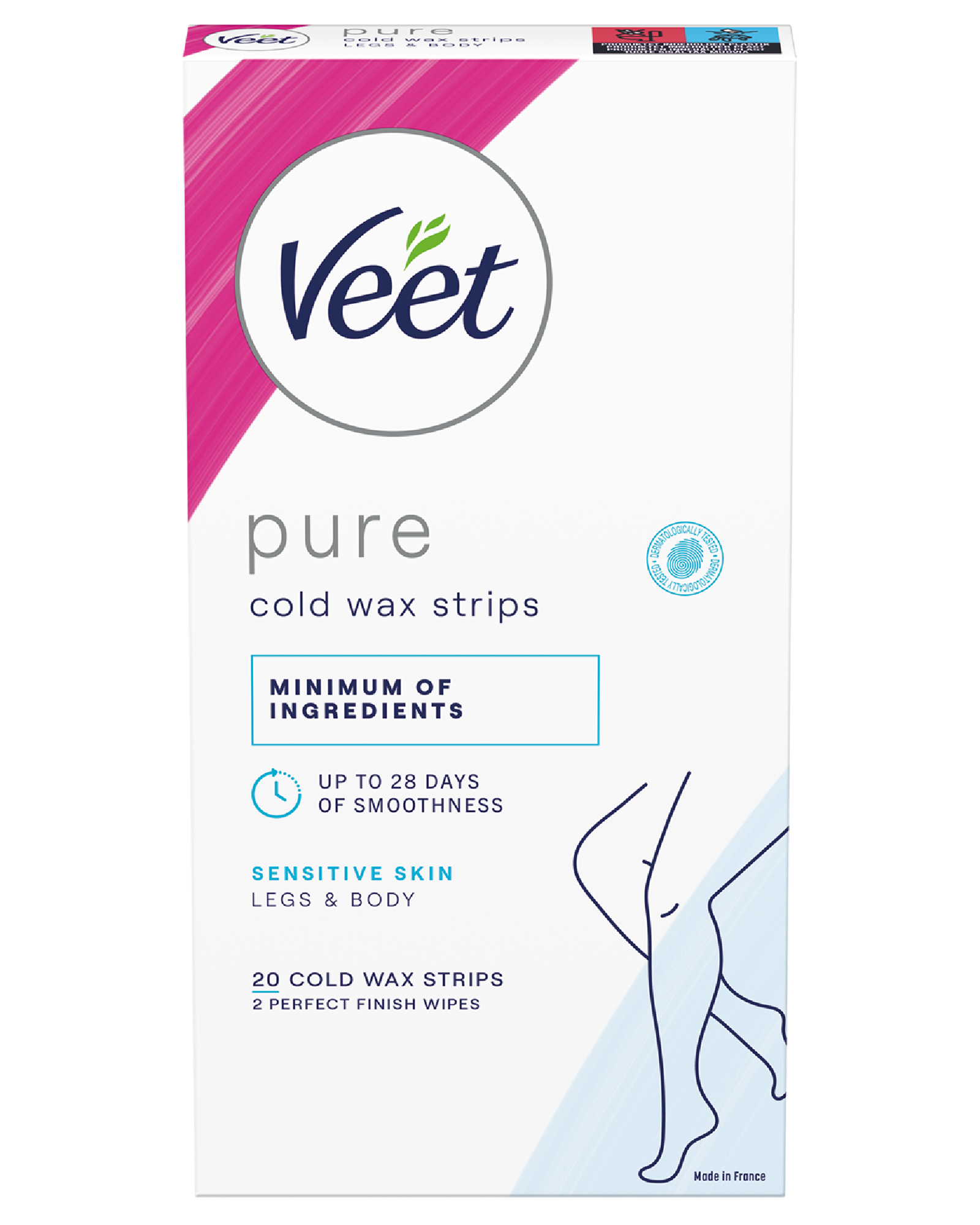 Veet Pure Cold Wax Strips hårfjerning til legger og kropp sensitiv hud