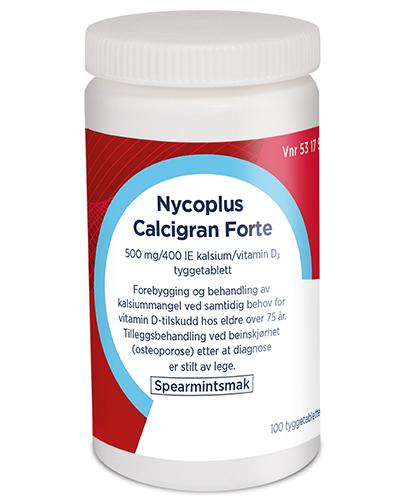 Nycoplus CalcigranForte 500 mg/400IE tyggetabletter 100 stk - Apotek 1