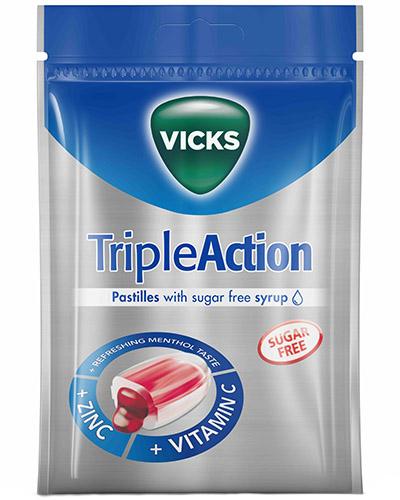 Vicks Triple Action sugetabletter sukkerfri 72g