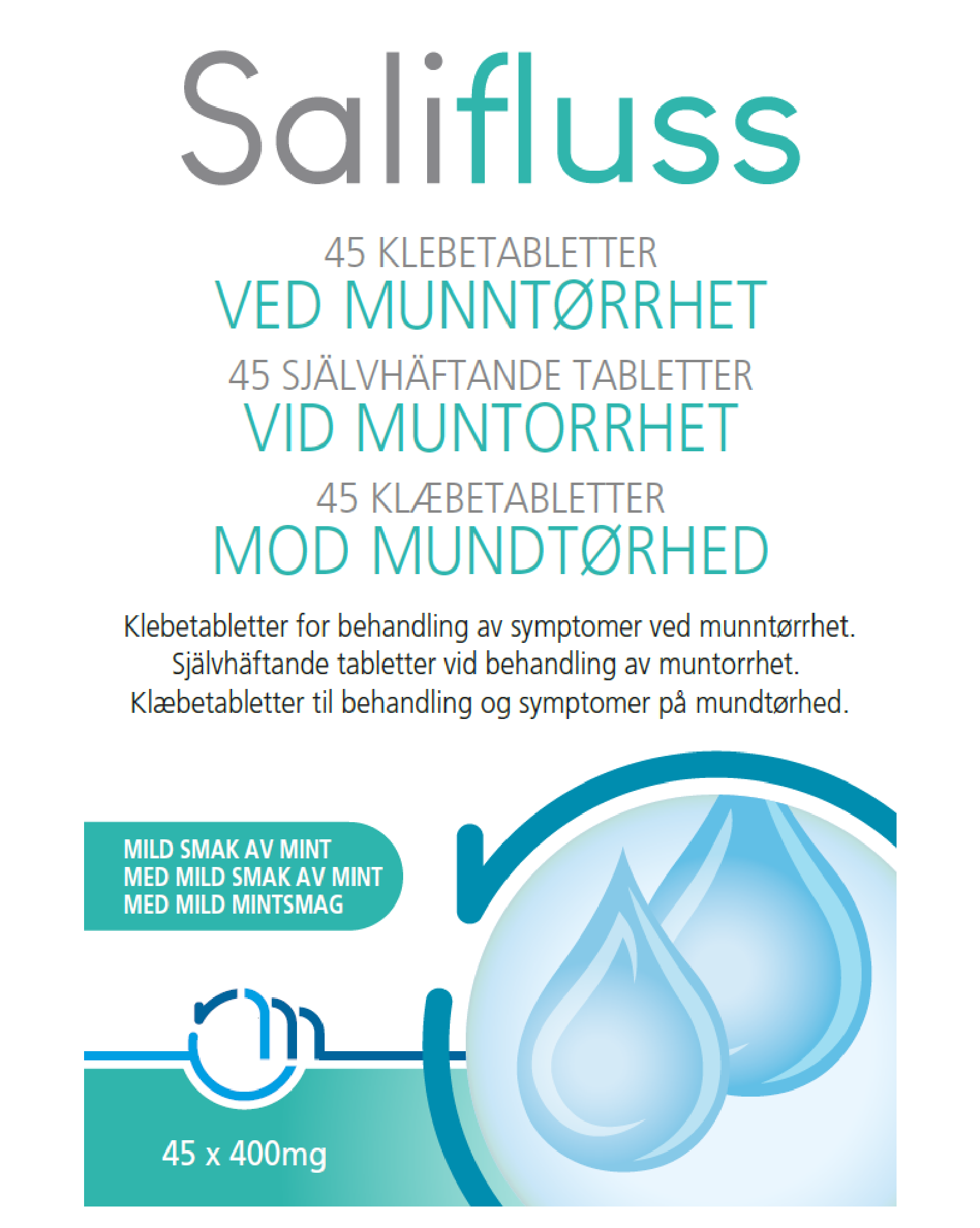 Salifluss klebetabletter med mild smak av mint 45 stk - Apotek 1